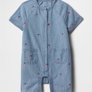 GAP Baby Peter Rabbit Chambray Shorty One Piece Size 6-12 Months NWT!